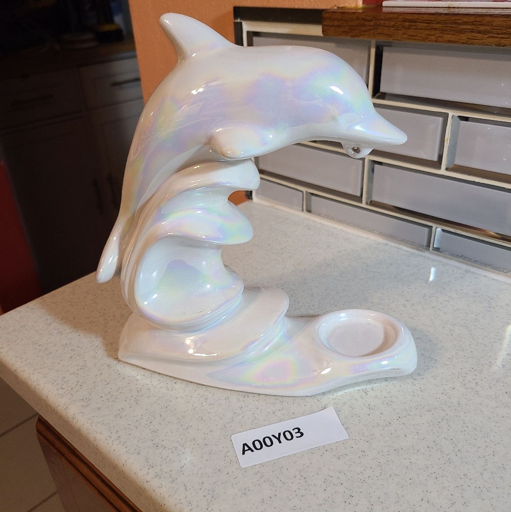 Ceramic Dolphin Shimmery Pearl Poland Made - Picture 5 of 16